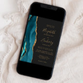 Moderne Aquamarine Gold Agate Dark Wedding Einladu Einladung