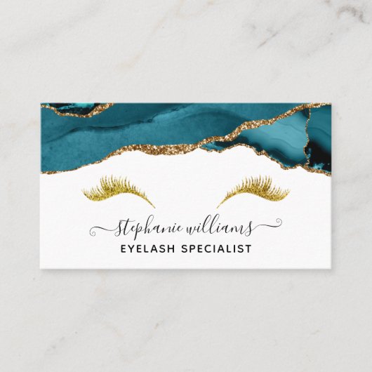 Moderne Aquamarine Gold Agate Lashes Visitenkarte (Vorderseite)
