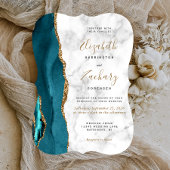Moderne Aquamarine Gold Agate Marmorhalterung Einladung