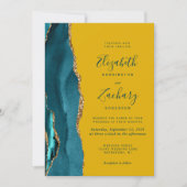 Moderne Aquamarine Gold Agate Mustard Hochzeit Ein Einladung (Vorderseite)