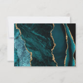 Moderne Aquamarine Gold Agate Wedding RSVP Card (Rückseite)