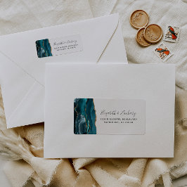 Moderne Aquamarine Gold Agate Wedding Rücksendeadr