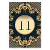 Moderne Aquamarine Gold Tischnummer Card (Rückseite)
