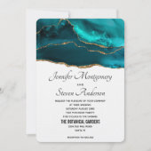 Moderne Aquamarine Gold & White Agate Hochzeit Einladung (Vorderseite)