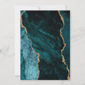 Moderne Aquamarine Goldene Marmorhochzeit Einladun Einladung (Rückseite)