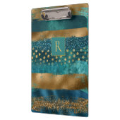 Moderne aquamarine, goldene Pinselstriche und Mono Klemmbrett (Links)