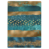 Moderne aquamarine, goldene Pinselstriche und Mono Klemmbrett (Rückseite)