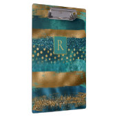 Moderne aquamarine, goldene Pinselstriche und Mono Klemmbrett (Rechts)