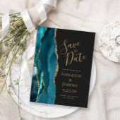 Moderne Aquamarine Goldklee-Hochzeit rettet das Da Postkarte