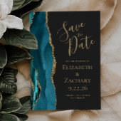 Moderne Aquamarine Goldklee-Hochzeit rettet das Da Save The Date