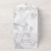 Moderne Aquamarine Goldmarmorhochzeit All In One Einladung (Außenbereich)