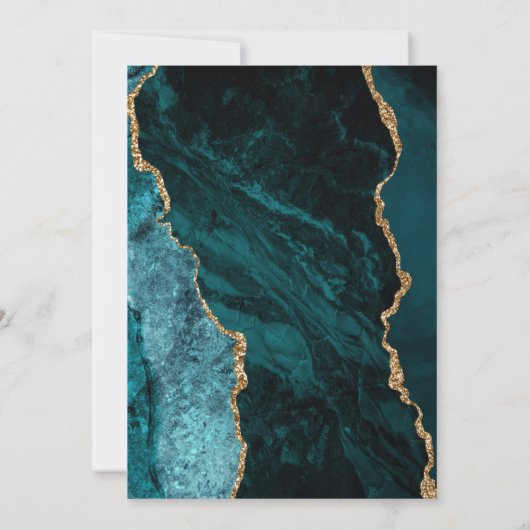 Moderne Aquamarine Goldschmiedetts-Mandarine Einladung (Rückseite)