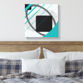 Moderne Aquamarine Grau-Schwarz-Weiß - überzogene  Leinwanddruck (Insitu (Schlafzimmer))