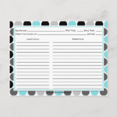 Moderne Aquamarine graue Kreise Rezeptionskarten Postkarte (Rückseite)