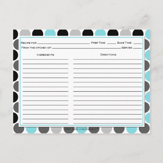 Moderne Aquamarine graue Kreise Rezeptionskarten Postkarte (Rückseite)