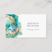 Moderne Aquamarine grüne Goldpastete Abstrakt Wass Visitenkarte (Vorderseite)