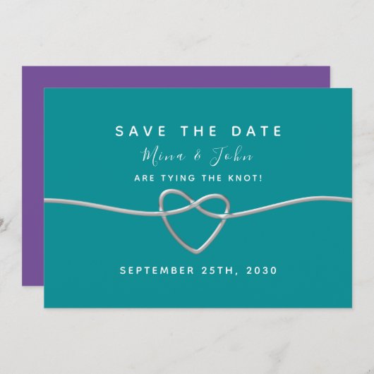 Moderne Aquamarine Hochzeit Save The Date (Vorne/Hinten)