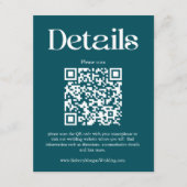 Moderne Aquamarine Hochzeitdetails QR-Code Begleitkarte (Vorderseite)