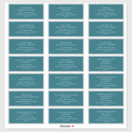 Moderne Aquamarine Hochzeitgastadressen Aufkleber