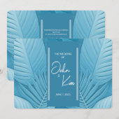 Moderne Aquamarine Hochzeitsfeier Einladung (Vorne/Hinten)