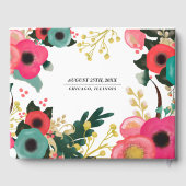 Moderne Aquamarine Hochzeitsgast-Bücher mit Blumen Gästebuch (Rückseite)