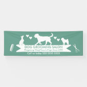 Moderne Aquamarine Hunde Silhouette Hund Erwachsen Banner (Horizontal)