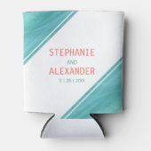 Moderne Aquamarine Korallenhochzeit Dosenkühler (Vorderseite)