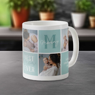 Moderne Aquamarine Mama FotoCollage Kaffeetasse