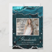 Moderne Aquamarine Marble Agate Graduation Party Einladung (Rückseite)