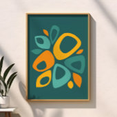 Moderne Aquamarine Marigold Mustard Abstrakt Poster