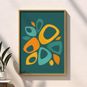 Moderne Aquamarine Marigold Mustard Abstrakt Poster