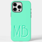 Moderne Aquamarine Monogram-Initialen zeitgemäß Case-Mate iPhone Hülle (Rückseite)