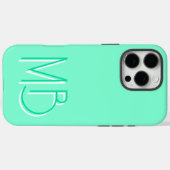 Moderne Aquamarine Monogram-Initialen zeitgemäß Case-Mate iPhone Hülle (Rückseite (Horizontal))