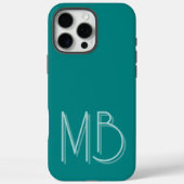 Moderne Aquamarine Monogramm-Initialen zeitgemäß Case-Mate iPhone Hülle (Rückseite)
