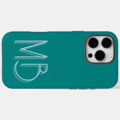 Moderne Aquamarine Monogramm-Initialen zeitgemäß Case-Mate iPhone Hülle (Rückseite (Horizontal))
