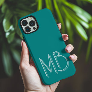 Moderne Aquamarine Monogramm-Initialen zeitgemäß iPhone 16 Pro Max Hülle