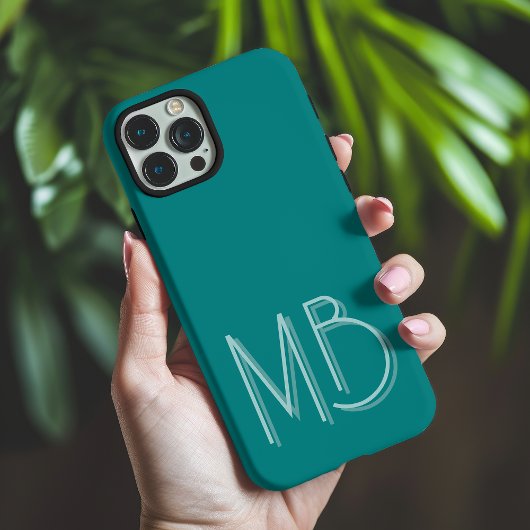 Moderne Aquamarine Monogramm-Initialen zeitgemäß Case-Mate iPhone Hülle
