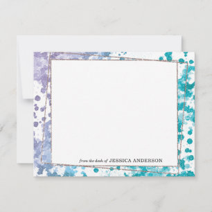 Moderne Aquamarine Navy Blue Gold Abstrakt Waterco Mitteilungskarte