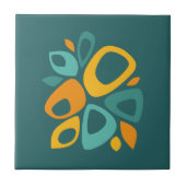 Moderne Aquamarine Orange Mustard Abstrakt Fliese (Vorderseite)