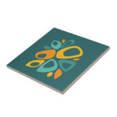 Moderne Aquamarine Orange Mustard Abstrakt Fliese (Seite)