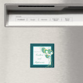 Moderne, Aquamarine Pfauenhochzeit Magnet (In Situ (Geschirrspüler))