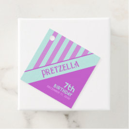 Moderne, Aquamarine, rosa Streifen - Gefältmarke Geschenkanhänger