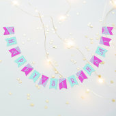 Moderne, Aquamarine, rosa Streifen Wimpelkette