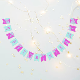 Moderne, Aquamarine, rosa Streifen Wimpelkette