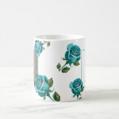Moderne Aquamarine Rose Monogram Custom Mama Kaffeetasse (Mittel)