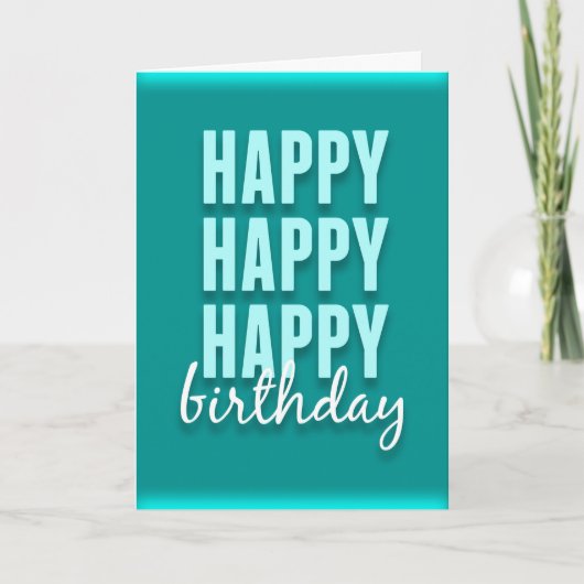 Moderne Aquamarine Satin Happy Birthday Card Karte (Vorderseite)