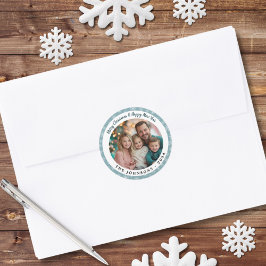 Moderne Aquamarine Schneeflocken Runder Aufkleber