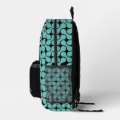 Moderne Aquamarine Schwarze Monogramm Geometrie Bedruckter Rucksack (Rechts)