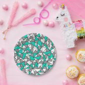 Moderne aquamarine, schwarze u. weiße gestreifte pappteller (Party)