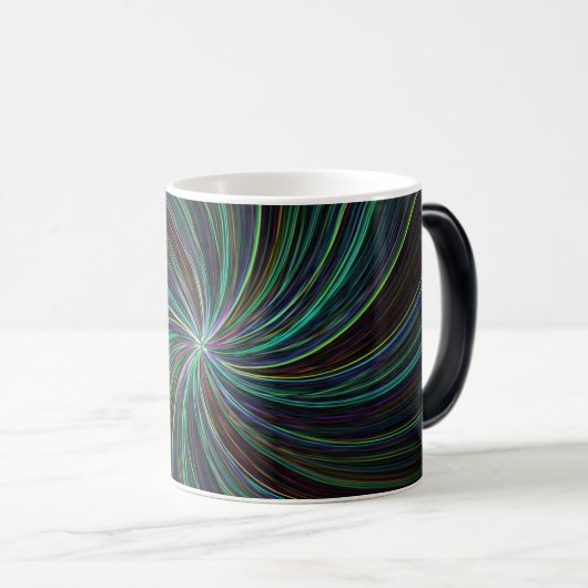 Moderne Aquamarine schwarze Wavy Lines Abstrakte C Verwandlungstasse (VorderseiteRechts)